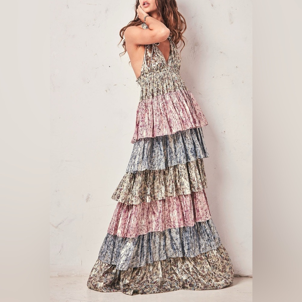 Loveshackfancy Clarissa dress S Mix Floral Tiered Maxi Dress